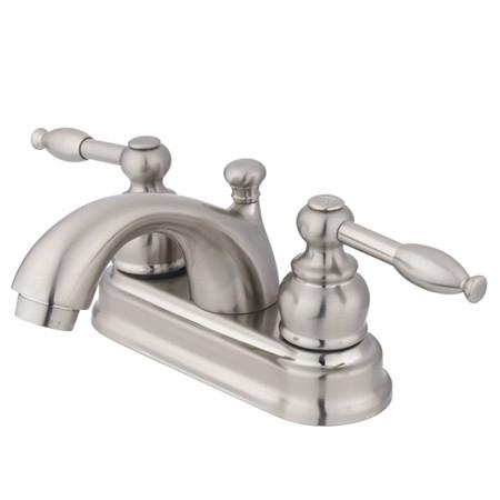 Kingston Brass Knight Centerset Lavatory Faucet with Lever Handles and Retail Pop-Up, Satin Nickel Bathroom Faucet Kingston Brass 