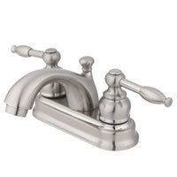 Thumbnail for Kingston Brass Knight Centerset Lavatory Faucet with Lever Handles and Retail Pop-Up, Satin Nickel Bathroom Faucet Kingston Brass 