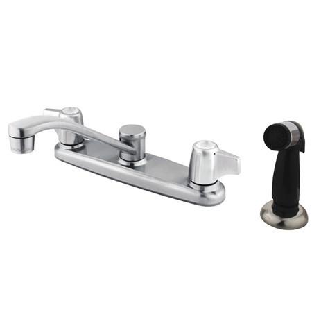 Kingston Brass Magellan Centerset with Canopy Handles and Side Sprayer, Chrome Kitchen Faucet Kingston Brass 