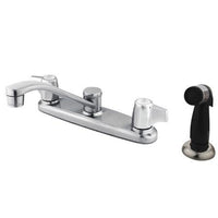 Thumbnail for Kingston Brass Magellan Centerset with Canopy Handles and Side Sprayer, Chrome Kitchen Faucet Kingston Brass 