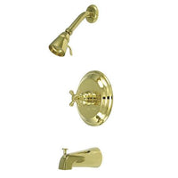 Thumbnail for Kingston Brass Metropolitan Tub & Shower Faucet with Cross Handle,Polished Brass Tub Shower Sets Kingston Brass 