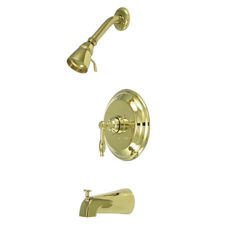 Kingston Brass Knight Tub & Shower Faucet with Lever Handles, Polished Brass Tub Shower Sets Kingston Brass 