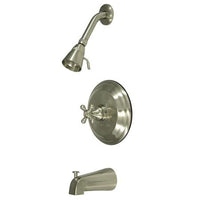Thumbnail for Kingston Brass GKB2638BX Water Saving Metropolitan Tub & Shower Faucet with Cross Handles, Satin Nickel Tub Shower Sets Kingston Brass 