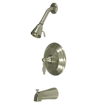 Kingston Brass GKB2638KL Water Saving Knight Tub & Shower Faucet with Lever Handle, Satin Nickel Tub Shower Sets Kingston Brass 