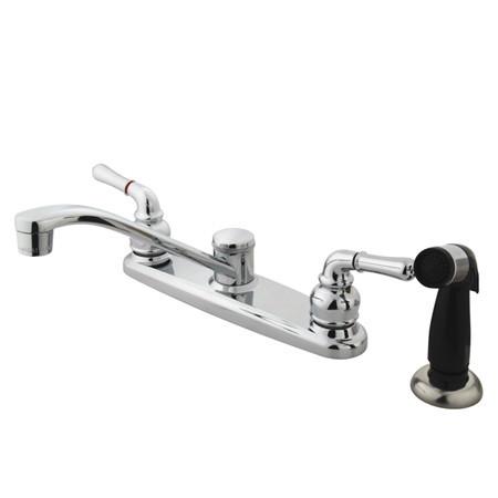 Kingston Brass Magellan Centerset Faucet with Lever Handles and Sprayer, Chrome Kitchen Faucet Kingston Brass 