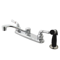 Thumbnail for Kingston Brass Magellan Centerset Faucet with Lever Handles and Sprayer, Chrome Kitchen Faucet Kingston Brass 
