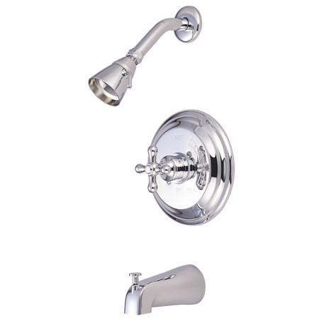 Kingston Brass GKB3631AX Water Saving Restoration Tub and Shower Faucet with Cross Handles, Chrome Tub Shower Sets Kingston Brass 