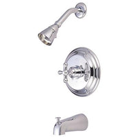 Thumbnail for Kingston Brass GKB3631AX Water Saving Restoration Tub and Shower Faucet with Cross Handles, Chrome Tub Shower Sets Kingston Brass 