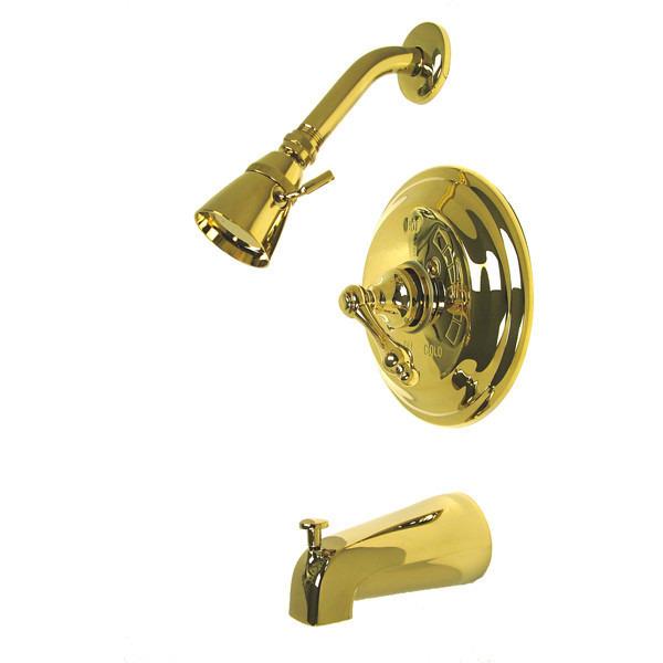 Kingston Brass Restoration Tub and Shower Faucet with Lever Handles, Polished Brass Tub Shower Sets Kingston Brass 
