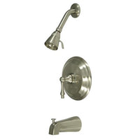 Thumbnail for Kingston Brass GKB3638AL Water Saving Restoration Tub and Shower Faucet with Lever Handles, Satin Nickel Tub Shower Sets Kingston Brass 