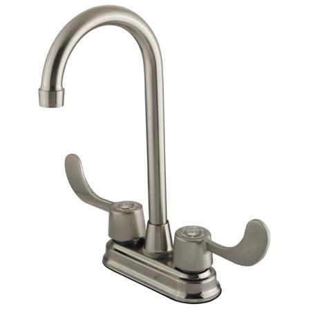 Kingston Brass GKB498ADA Vista Bar Faucet with Blade Handles, Satin Nickel Kitchen Faucet Kingston Brass 