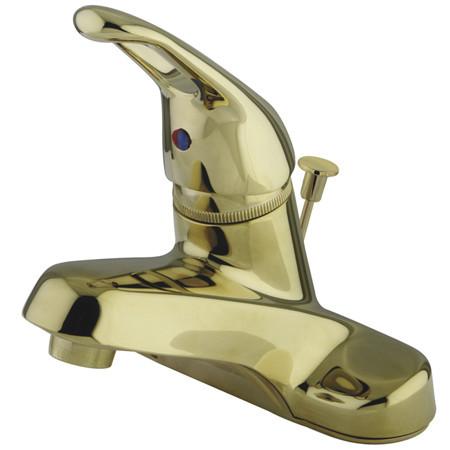 Kingston Brass Wyndham Centerset with Single Loop Handle and ABS Pop-Up, Polished Brass Bathroom Faucet Kingston Brass 