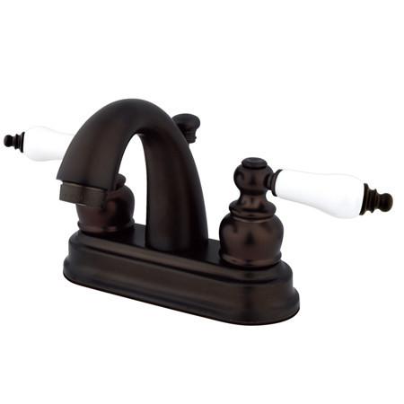 Kingston Brass GKB5615PL Water Saving Restoration Centerset Lavatory Faucet with Porcelain Lever Handles, Oil Rubbed Bronze Bathroom Faucet Kingston Brass 