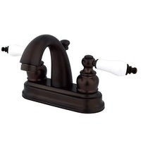 Thumbnail for Kingston Brass GKB5615PL Water Saving Restoration Centerset Lavatory Faucet with Porcelain Lever Handles, Oil Rubbed Bronze Bathroom Faucet Kingston Brass 