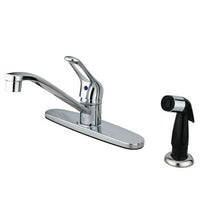 Thumbnail for Kingston Brass Wyndham Centersetwith Single Loop Handle and Side Sprayer, Chrome Kitchen Faucet Kingston Brass 