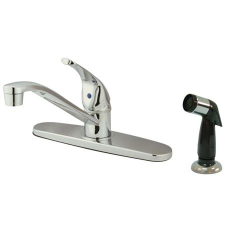 Kingston Brass GKB5720 Water Saving Chatham Centerset Kitchen Faucet with Single Lever Handle and Black Side Sprayer, Chrome Kitchen Faucet Kingston Brass 