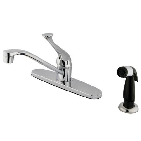 Kingston Brass GKB572 Water Saving Chatham Centerset Kitchen Faucet with Single Lever Handle and Black Side Sprayer, Chrome Kitchen Faucet Kingston Brass 