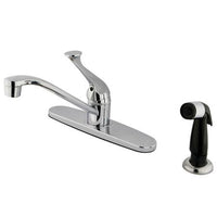 Thumbnail for Kingston Brass GKB572 Water Saving Chatham Centerset Kitchen Faucet with Single Lever Handle and Black Side Sprayer, Chrome Kitchen Faucet Kingston Brass 