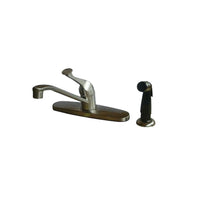Thumbnail for Kingston Brass Chatham Centerset with Single Lever Handle and Black Side Sprayer, Satin Nickel Kitchen Faucet Kingston Brass 
