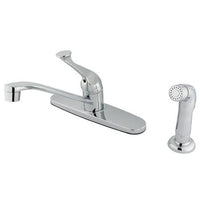 Thumbnail for Kingston Brass Chatham Centerset with Single Lever Handle and Matching Side Sprayer, Chrome Kitchen Faucet Kingston Brass 