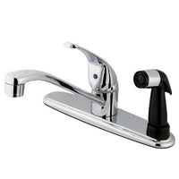 Thumbnail for Kingston Brass Chatham Centerset with Single Lever Handle and Black Deck Sprayer, Chrome Kitchen Faucet Kingston Brass 