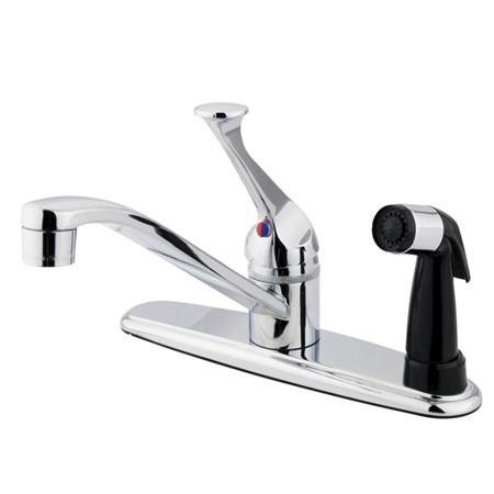 Kingston Brass Chatham Centerset with Single Lever Handle and Black Deck Sprayer, Chrome Kitchen Faucet Kingston Brass 