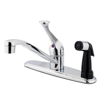 Thumbnail for Kingston Brass Chatham Centerset with Single Lever Handle and Black Deck Sprayer, Chrome Kitchen Faucet Kingston Brass 