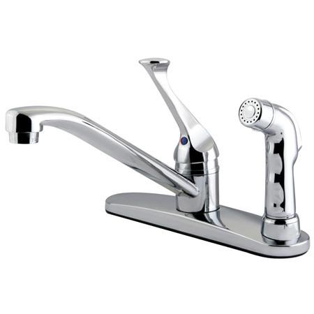 Kingston Brass Chatham Centerset with Single Lever Handle and Matching Deck Sprayer, Chrome Kitchen Faucet Kingston Brass 