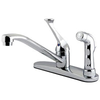 Thumbnail for Kingston Brass Chatham Centerset with Single Lever Handle and Matching Deck Sprayer, Chrome Kitchen Faucet Kingston Brass 