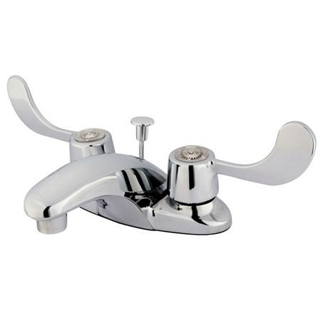 Kingston Brass Vista Lavatory Faucet with Blade Handles and Retail Pop Up, Chrome Bathroom Faucet Kingston Brass 