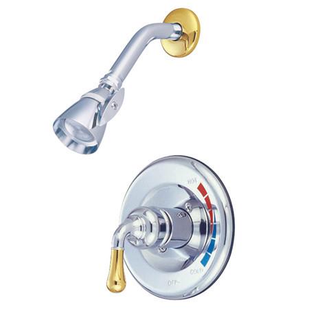 Kingston Brass Magellan Shower Combination with 1.5GPM Showerhead, Chrome with Polished Brass Tub Shower Sets Kingston Brass 