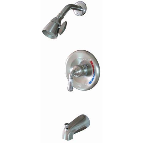 Kingston Brass Magellan Tub and Shower Faucet with Showerhead, Satin Nickel with Chrome Tub Shower Sets Kingston Brass 