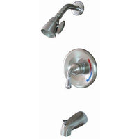 Thumbnail for Kingston Brass Magellan Tub and Shower Faucet with Showerhead, Satin Nickel with Chrome Tub Shower Sets Kingston Brass 