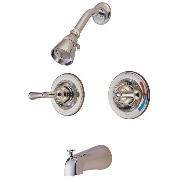Kingston Brass Magellan Tub & Shower Faucet with Pressure Balanced Valve, Satin Nickel Tub Shower Sets Kingston Brass 