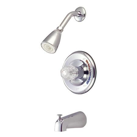 Kingston Brass Chatham Tub & Shower Faucet with Single Acrylic Handle, Chrome Tub Shower Sets Kingston Brass 