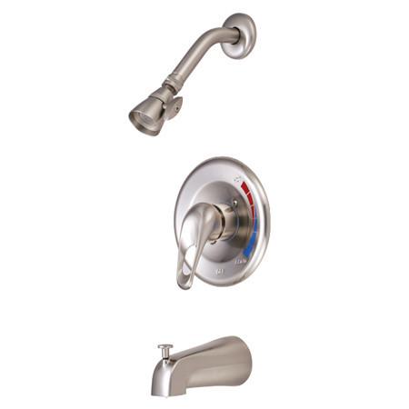 Kingston Brass Chatham Tub & Shower Faucet with 1.5GPM Showerhead and Single Loop Handle, Satin Nickel Tub Shower Sets Kingston Brass 