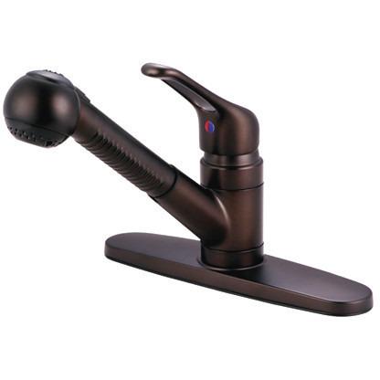 Kingston Brass Wyndham Pull-out with Single Loop Handle and Matching Wand, Oil Rubbed Bronze Kitchen Faucet Kingston Brass 