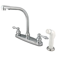 Thumbnail for Kingston Brass GKB711AL Water Saving Victorian High Arch Kitchen Faucet with Lever Handles and Sprayer, Chrome Kitchen Faucet Kingston Brass 