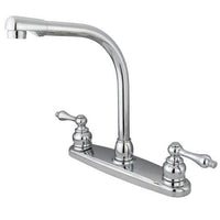 Thumbnail for Kingston Brass GKB711ALLS Water Saving Victorian High Arch Kitchen Faucet with Lever Handles, Chrome Kitchen Faucet Kingston Brass 
