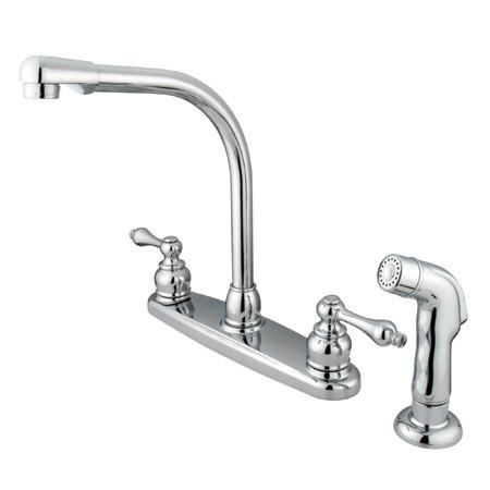 Kingston Brass GKB711ALSP Water Saving Victorian High Arch Kitchen Faucet with Lever Handles and Sprayer, Chrome Kitchen Faucet Kingston Brass 