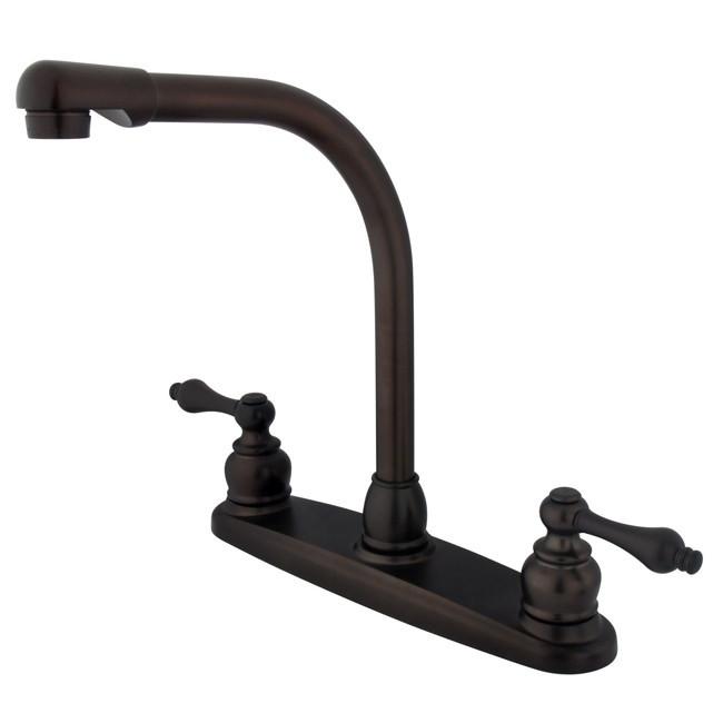 Kingston Brass GKB715ALLS Water Saving Victorian High Arch Kitchen Faucet with Lever Handles, Oil Rubbed Bronze Kitchen Faucet Kingston Brass 