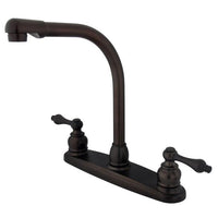 Thumbnail for Kingston Brass GKB715ALLS Water Saving Victorian High Arch Kitchen Faucet with Lever Handles, Oil Rubbed Bronze Kitchen Faucet Kingston Brass 