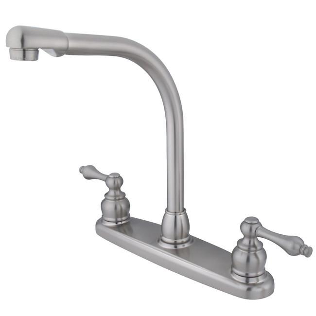 Kingston Brass Victorian High Arch Kitchen Faucet with Lever Handles, Satin Nickel Kitchen Faucet Kingston Brass 
