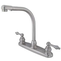 Thumbnail for Kingston Brass Victorian High Arch Kitchen Faucet with Lever Handles, Satin Nickel Kitchen Faucet Kingston Brass 