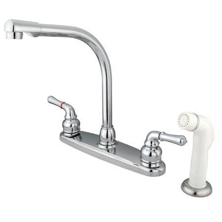 Kingston Brass Magellan Centerset Kitchen Faucet with White Side Sprayer, Chrome Kitchen Faucet Kingston Brass 