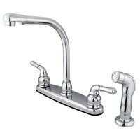 Thumbnail for Kingston Brass Magellan Centerset Kitchen Faucet with Matching Side Sprayer, Chrome Kitchen Faucet Kingston Brass 