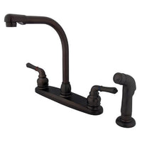 Thumbnail for Kingston Brass GKB755SP Water Saving Magellan Centerset Kitchen Faucet with Matching Side Sprayer, Oil Rubbed Bronze Kitchen Faucet Kingston Brass 