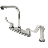 Thumbnail for Kingston Brass GKB762 Water Saving Vista Centerset Kitchen Faucet with Blade Handles and Side Sprayer, Chrome Kitchen Faucet Kingston Brass 