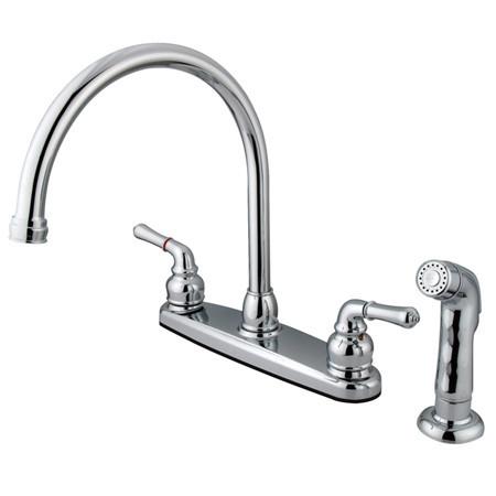 Kingston Brass Magellan Centerset Kitchen Faucet with Matching Sprayer, Chrome Kitchen Faucet Kingston Brass 