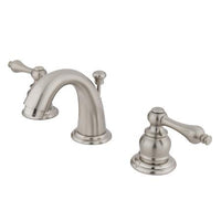Thumbnail for Kingston Brass English Country Mini Widespread Lavatory Faucet with Retail Pop-Up, Satin Nickel Bathroom Faucet Kingston Brass 